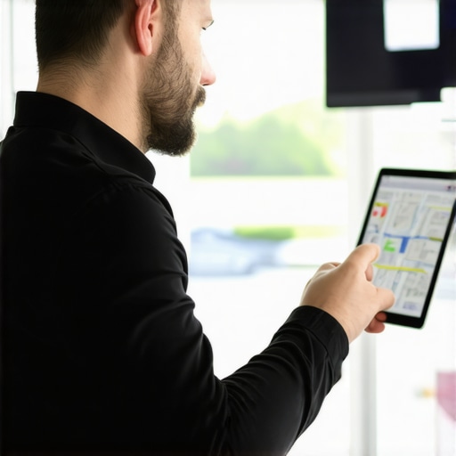 Advanced Google Maps Optimization in Fort Wayne Business owner analyzing local SEO strategies with digital tools.