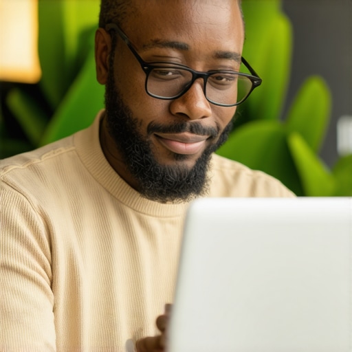 Business owner updating Google My Business profile on laptop in Fort Wayne.