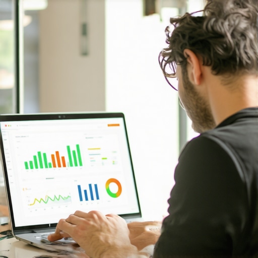 Business owner monitoring local SEO performance on computer