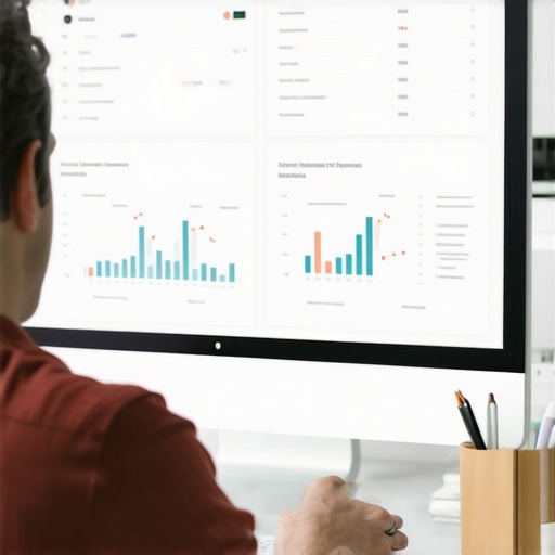 Monitoring Local SEO Analytics for Long-Term Success Person analyzing SEO data on a monitor to maintain Google Maps rankings.