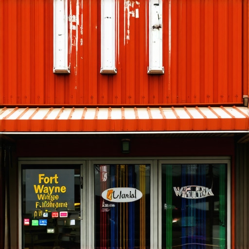 Fort Wayne Business Exterior A picture of a local business storefront in Fort Wayne, Indiana, showing signage and storefront design.