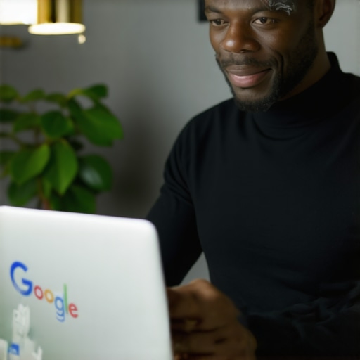 Business owner editing Google My Business profile on laptop