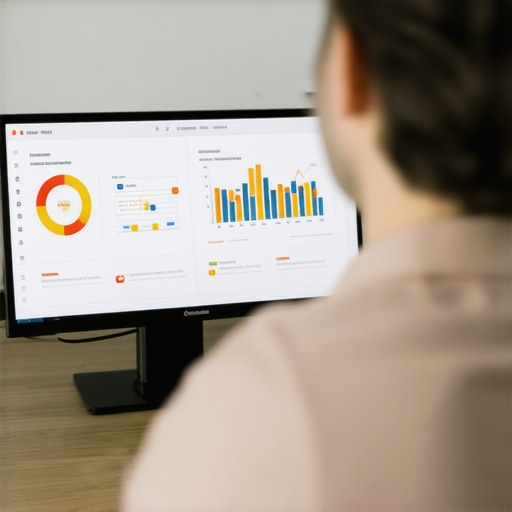 Business owner analyzing Google Maps rankings and reviews on a laptop.