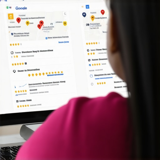 Optimizing Google My Business Profile for Fort Wayne Business owner editing Google My Business listing on computer with local maps and reviews.