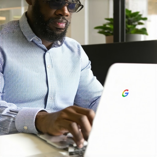 Fort Wayne business owner updating their Google My Business listing on a laptop.