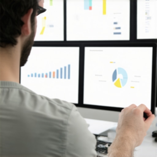 A person working with SEO software dashboards to monitor local Google Maps rankings in Fort Wayne.