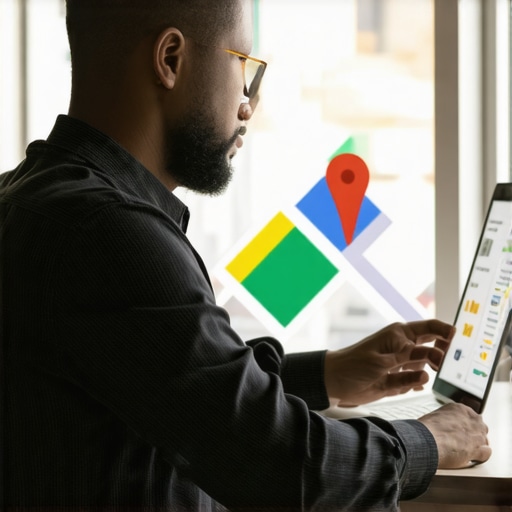 Local business owner updating Google My Business profile with regional focus