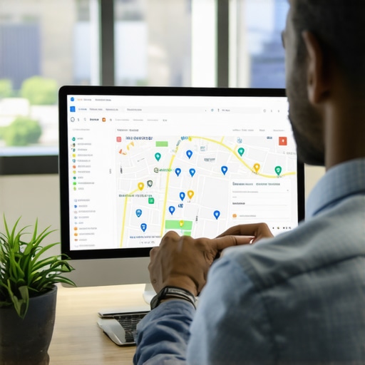 Business owner reviewing Google Maps rankings and SEO data in Fort Wayne.