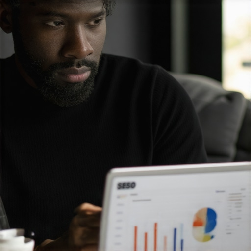 A professional using SEO software to monitor local search rankings and citations