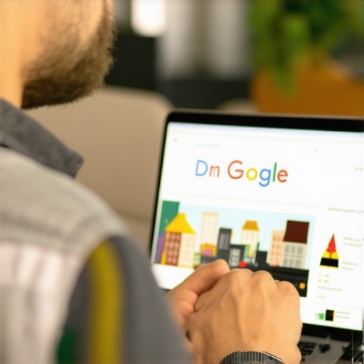 Business owner editing Google My Business profile with Fort Wayne landmarks